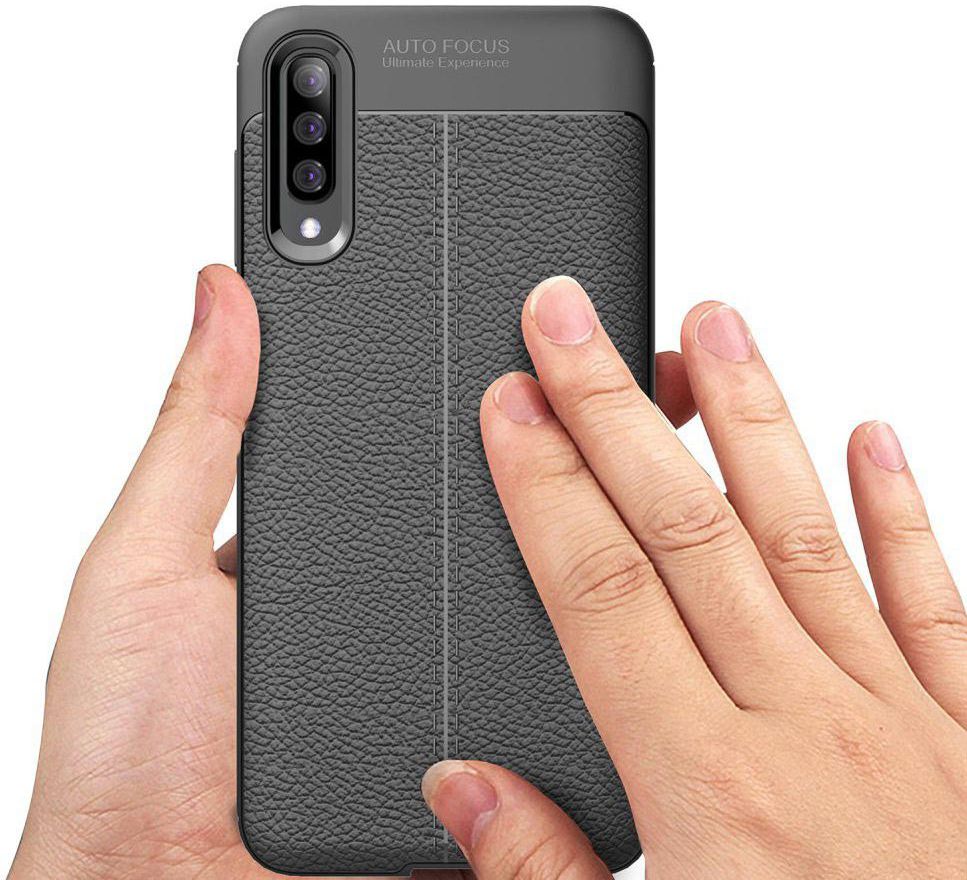 Samsung Galaxy A50 Hoesje TPU Leer Design Blauw afbeelding 3