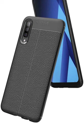 Samsung Galaxy A50 Hoesje TPU Leer Design Blauw afbeelding 4