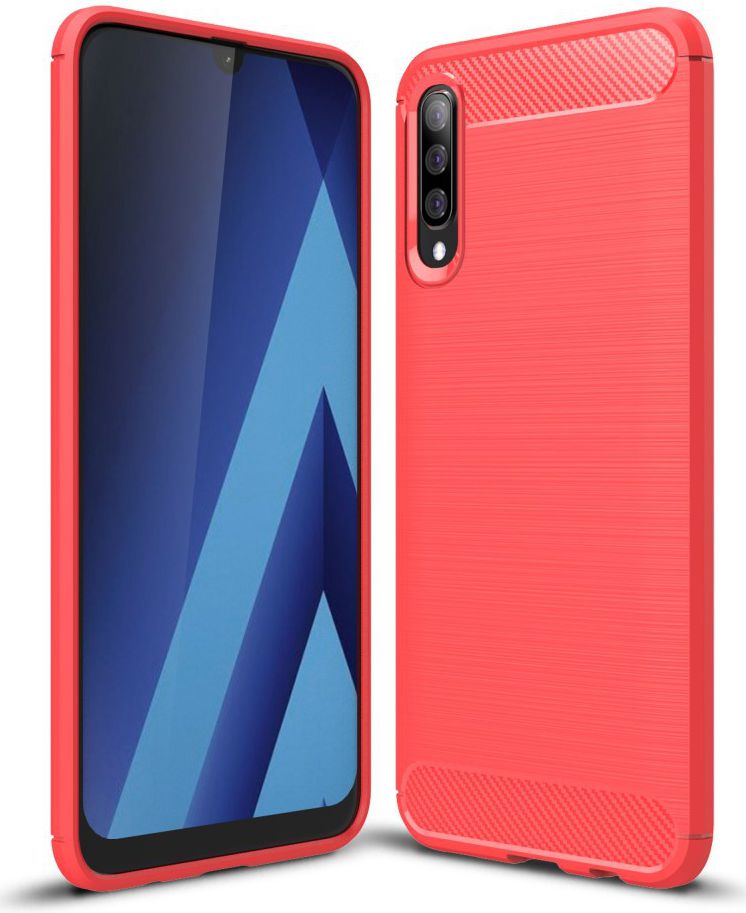 Samsung Galaxy A70 Geborsteld TPU Hoesje Rood afbeelding 1