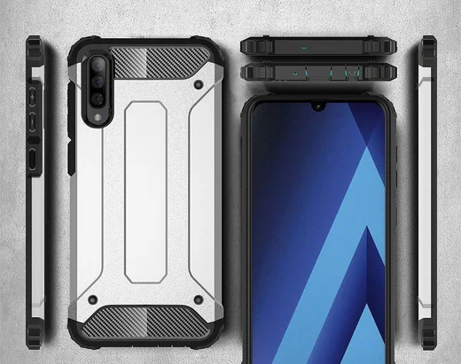 Samsung Galaxy A70 Hoesje Shock Proof Hybride Back Cover  Blauw afbeelding 9