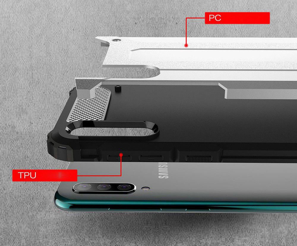 Samsung Galaxy A70 Hoesje Shock Proof Hybride Back Cover  Blauw afbeelding 10