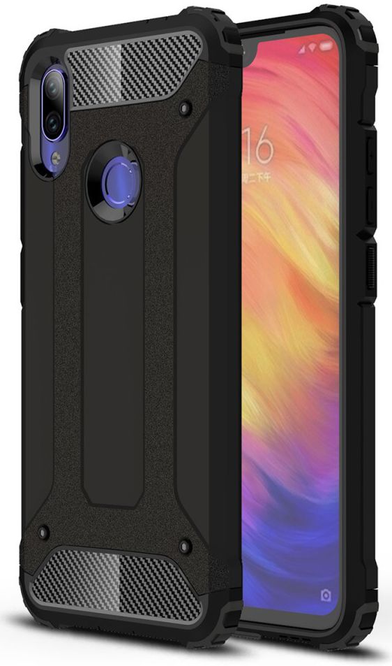 Xiaomi Redmi Note 7 Hybride Hoesje Zwart afbeelding 1