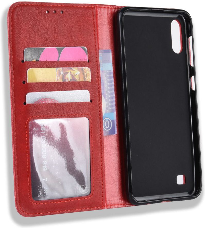 Samsung Galaxy A10 Portemonnee Vintage Hoesje Rood afbeelding 5