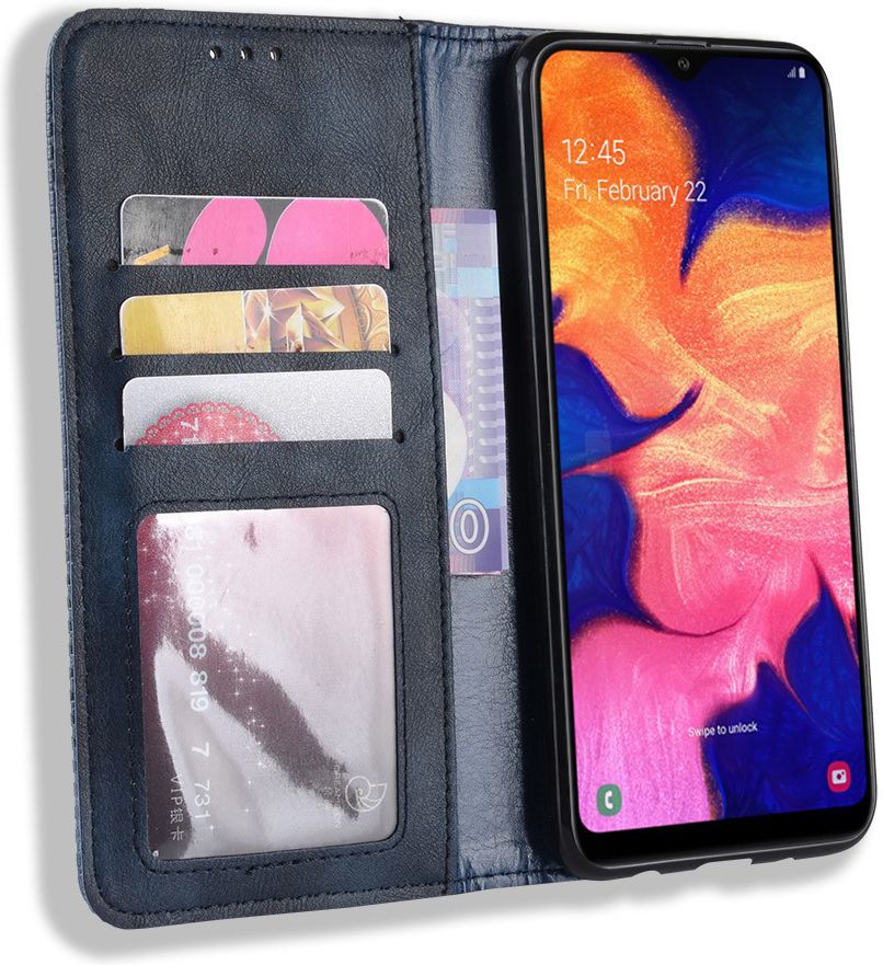 Samsung Galaxy A10 Portemonnee Vintage Hoesje Blauw afbeelding 1