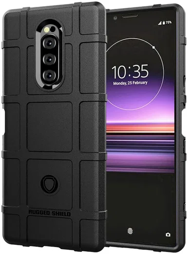 Sony Xperia 1 Anti-Shock TPU Hybride Hoesje Zwart afbeelding 1