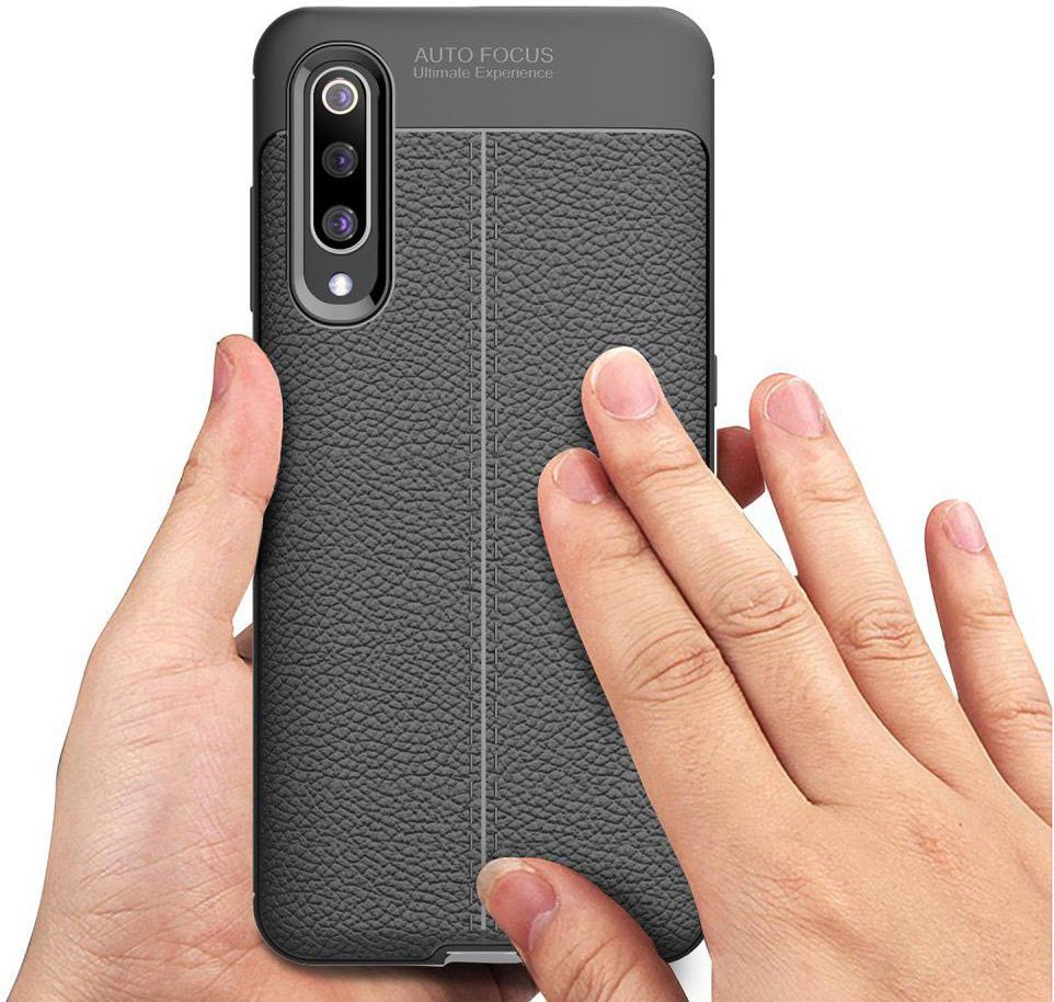 Xiaomi Mi 9 Hoesje met Leren Textuur Zwart afbeelding 2