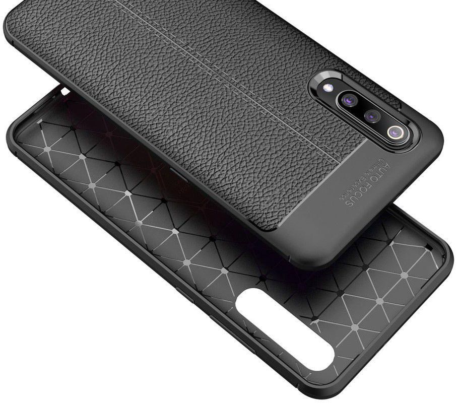 Xiaomi Mi 9 Hoesje met Leren Textuur Zwart afbeelding 4