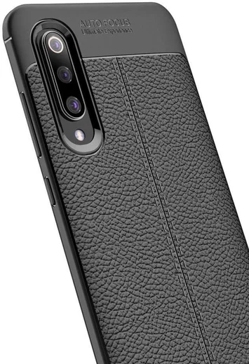 Xiaomi Mi 9 Hoesje met Leren Textuur Zwart afbeelding 5