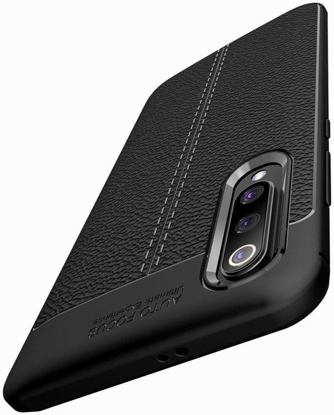 Xiaomi Mi 9 Hoesje met Leren Textuur Zwart afbeelding 11