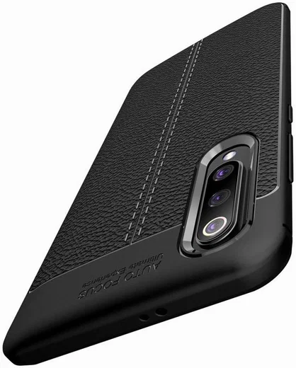 Xiaomi Mi 9 Hoesje met Leren Textuur Zwart afbeelding 11