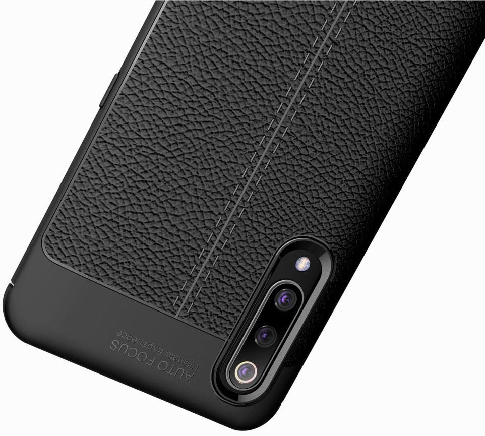 Xiaomi Mi 9 Hoesje met Leren Textuur Zwart afbeelding 12