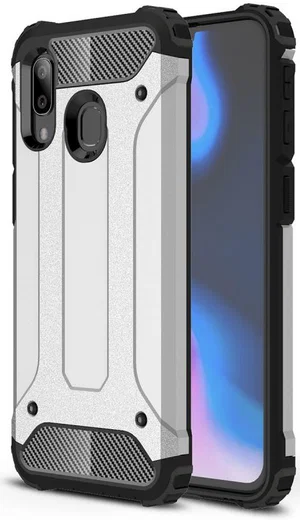 Samsung Galaxy A40 Hoesje Shock Proof Hybride Back Cover Zilver afbeelding 1