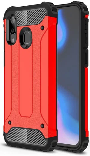 Samsung Galaxy A40 Hoesje Shock Proof Hybride Back Cover Rood afbeelding 1