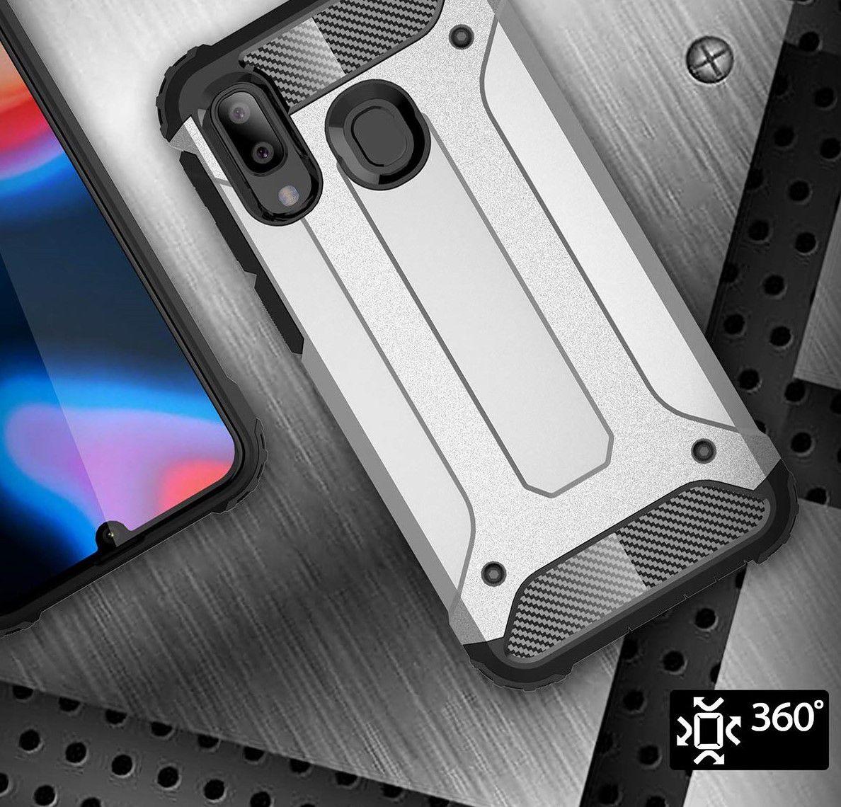 Samsung Galaxy A40 Hoesje Shock Proof Hybride Back Cover Rood afbeelding 4