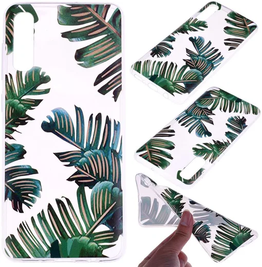 Samsung Galaxy A50 Hoesje TPU met Print Leaves afbeelding 3