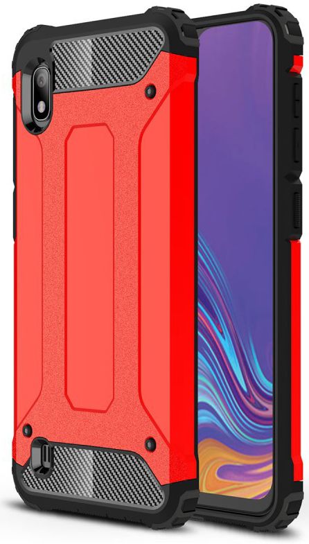 Samsung Galaxy A10 Hoesje Shock Proof Hybride Back Cover Rood afbeelding 1