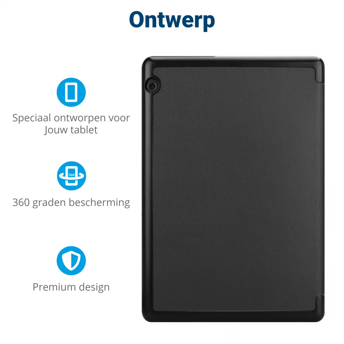 Huawei MediaPad T5 Tri-Fold Book Cover Zwart afbeelding 3