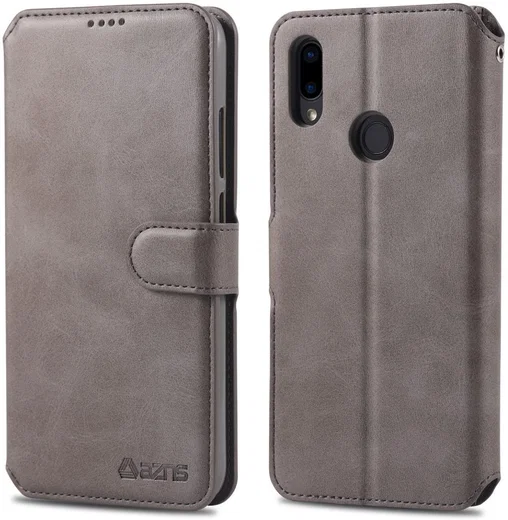 AZNS Xiaomi Redmi Note 7 Leren Stand Portemonnee Hoesje Grijs afbeelding 3