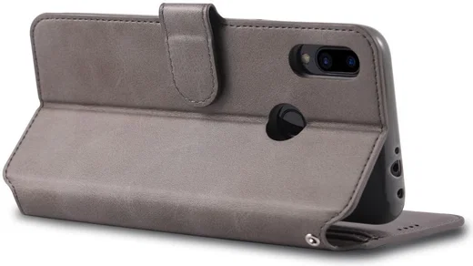 AZNS Xiaomi Redmi Note 7 Leren Stand Portemonnee Hoesje Grijs afbeelding 7