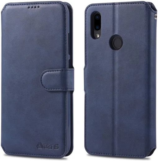 AZNS Xiaomi Redmi Note 7 Leren Stand Portemonnee Hoesje Blauw afbeelding 3