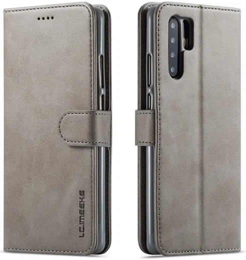 Huawei P30 Pro Book Case Portemonnee Hoesje met Magneetsluiting Grijs afbeelding 2