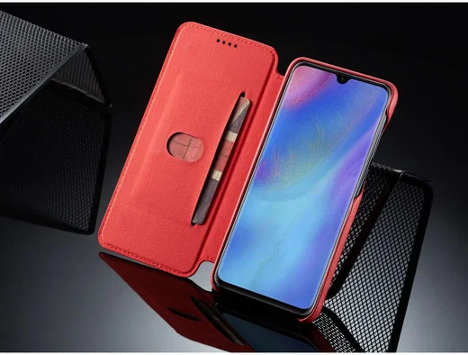 Huawei P30 Lite Portemonnee Bookcase Hoesje met Kaarthouder Rood afbeelding 6