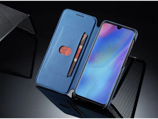 Huawei P30 Lite Portemonnee Bookcase Hoesje met Kaarthouder Blauw afbeelding 6