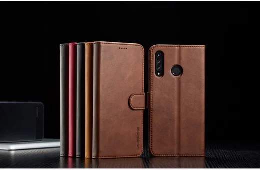 Huawei P30 Lite Portemonnee Bookcase Hoesje Magneet Sluiting Coffee afbeelding 13