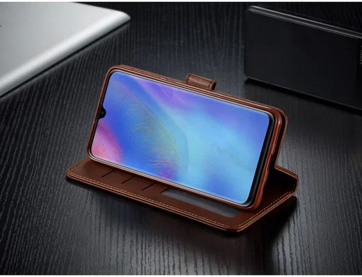 Huawei P30 Lite Portemonnee Bookcase Hoesje Magneet Sluiting Coffee afbeelding 8