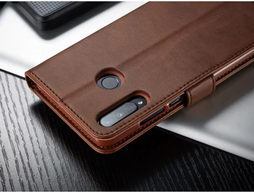 Huawei P30 Lite Portemonnee Bookcase Hoesje Magneet Sluiting Coffee afbeelding 11