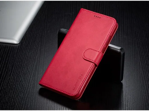 Huawei P30 Lite Portemonnee Bookcase Hoesje Magneet Sluiting Rood afbeelding 5
