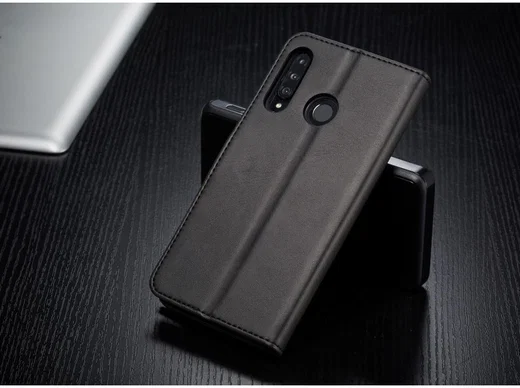Huawei P30 Lite Portemonnee Bookcase Hoesje Magneet Sluiting Zwart afbeelding 6
