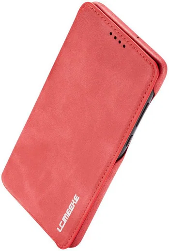 Huawei P30 Retro Style Kaarthouder Bookcase Hoesje Rood afbeelding 14