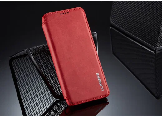 Huawei P30 Retro Style Kaarthouder Bookcase Hoesje Rood afbeelding 8