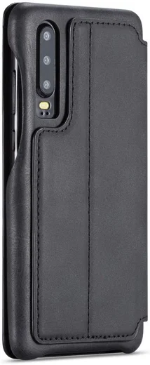Huawei P30 Retro Style Kaarthouder Bookcase Hoesje Zwart afbeelding 9