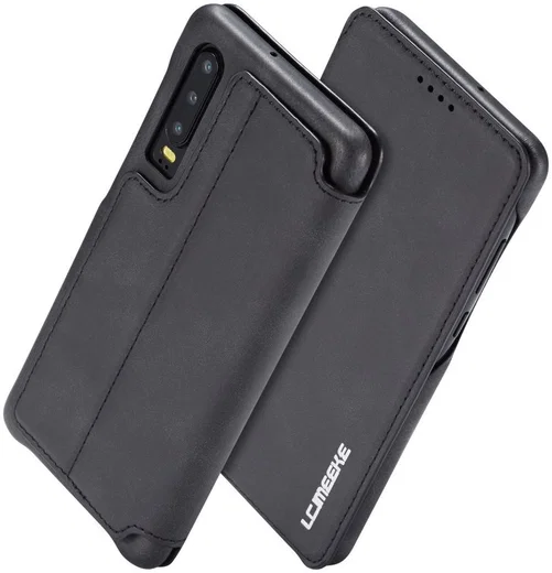 Huawei P30 Retro Style Kaarthouder Bookcase Hoesje Zwart afbeelding 3
