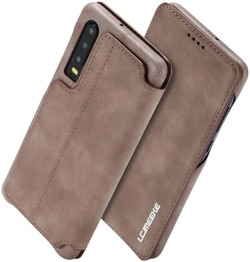 Huawei P30 Retro Style Kaarthouder Bookcase Hoesje Coffee afbeelding 3