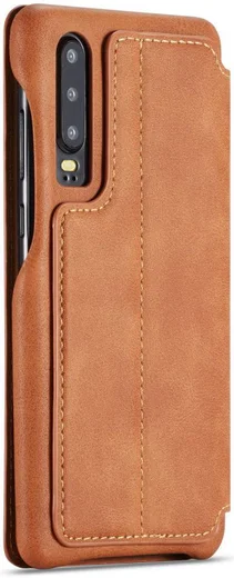 Huawei P30 Retro Style Kaarthouder Bookcase Hoesje Bruin afbeelding 8