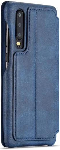 Huawei P30 Retro Style Kaarthouder Bookcase Hoesje Blauw afbeelding 7