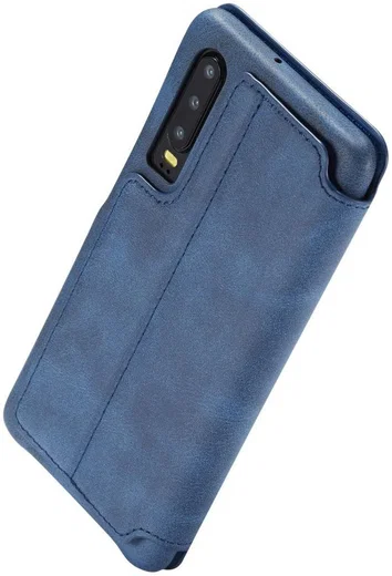 Huawei P30 Retro Style Kaarthouder Bookcase Hoesje Blauw afbeelding 9