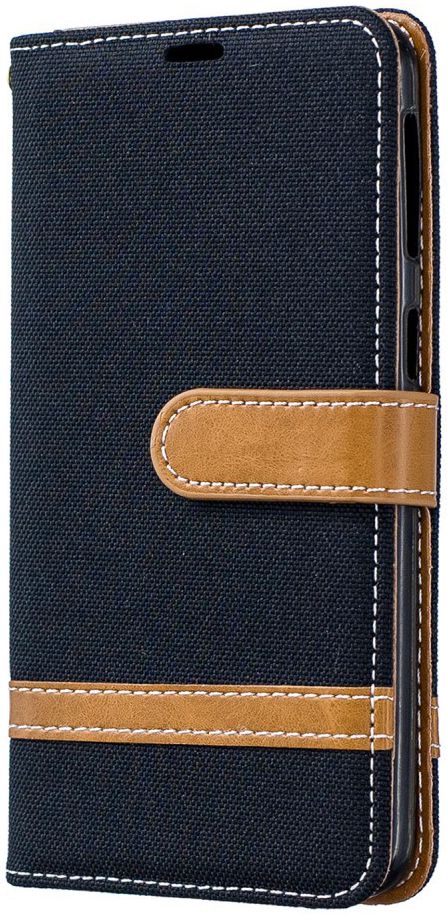Samsung Galaxy A40 Jeans Portemonnee Hoesje Zwart afbeelding 1