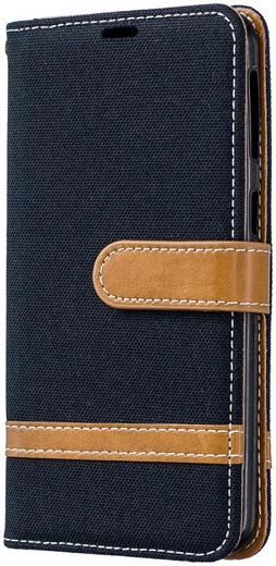 Samsung Galaxy A40 Jeans Portemonnee Hoesje Zwart afbeelding 1