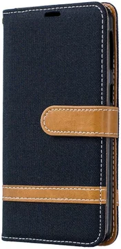 Samsung Galaxy A40 Jeans Portemonnee Hoesje Zwart