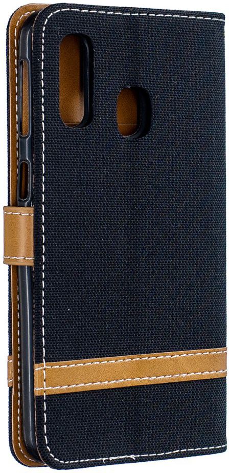 Samsung Galaxy A40 Jeans Portemonnee Hoesje Zwart afbeelding 2