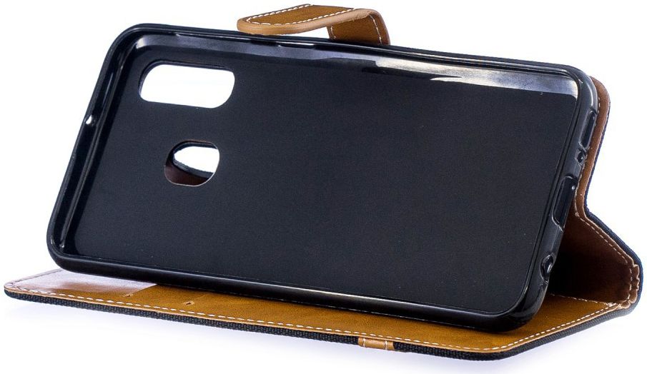 Samsung Galaxy A40 Jeans Portemonnee Hoesje Zwart afbeelding 7
