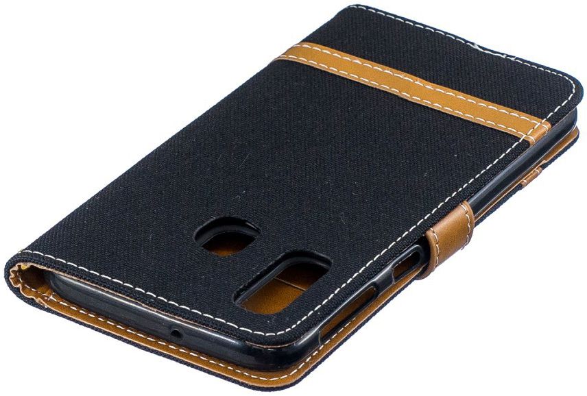 Samsung Galaxy A40 Jeans Portemonnee Hoesje Zwart afbeelding 9
