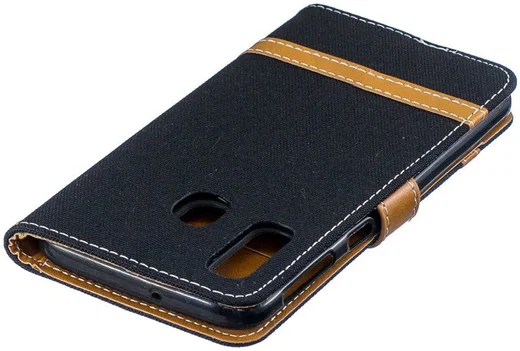 Samsung Galaxy A40 Jeans Portemonnee Hoesje Zwart afbeelding 9