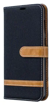 Samsung Galaxy A70 Jeans Portemonnee Hoesje Zwart