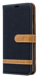 Samsung Galaxy A70 Jeans Portemonnee Hoesje Zwart afbeelding