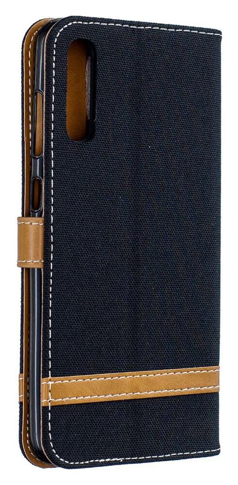 Samsung Galaxy A70 Jeans Portemonnee Hoesje Zwart afbeelding 2
